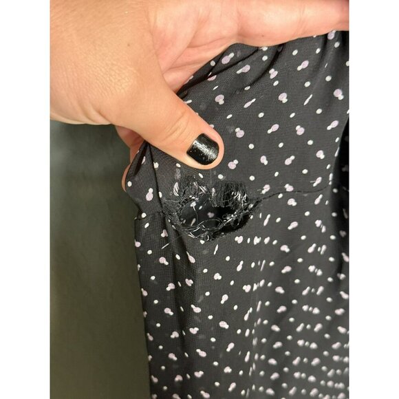 Lane Bryan Women's Plus 26 / 28 Black Polka Dot Maxi Dress Witchy Goth - Picture 3 of 10